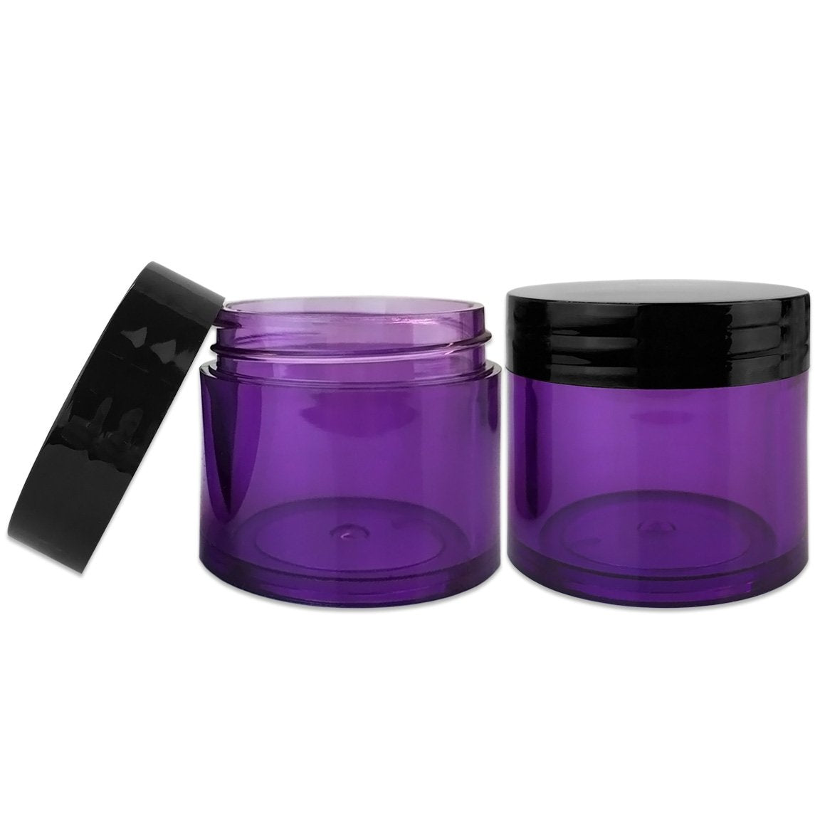 Beauticom 30g/30ml (1 fl. oz.) Double Wall Purple-Tinted Plastic Leak Proof Jars with Flat Top Lids for Creams  Lotions  Make Up  Powders  Glitters  and more. (Color: Black Lid  Pieces: 30)